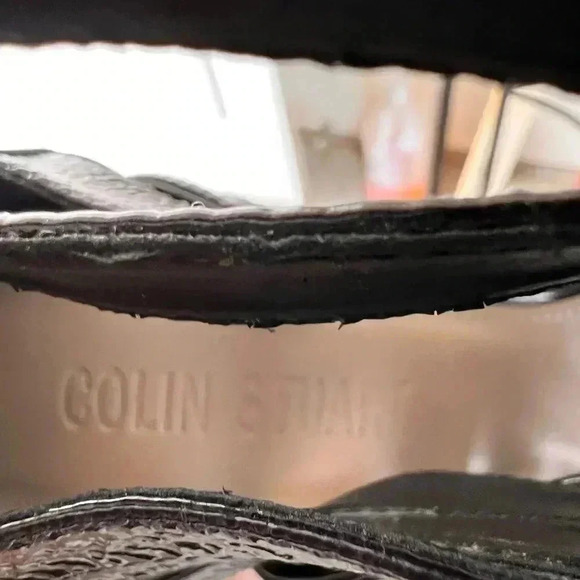 Colin Stuart Brown Patton Leather Open Toe Strappy Heel Size 9 - Picture 4 of 7